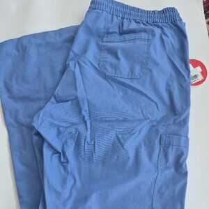 Drawstring elastic band  Seamed pockets Cargo pockets Back patch pockets blue XL